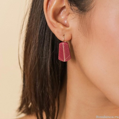 Серьги Nature Bijoux, Rainbow ficus, с акрилом и смолой, NB25.1-12-90134 бордовый